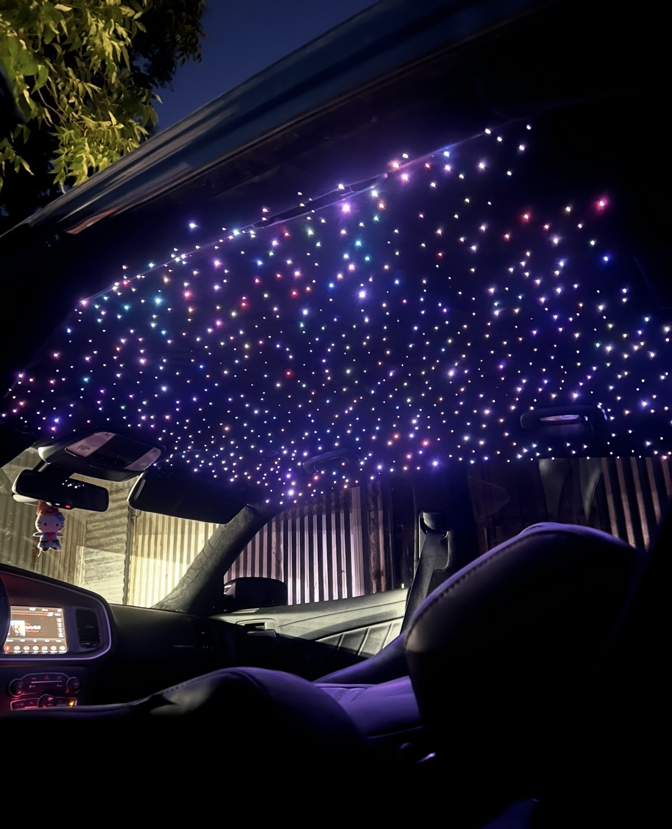 Dodge Charger interior with dense multicolor fiber-optic starlight headliner
